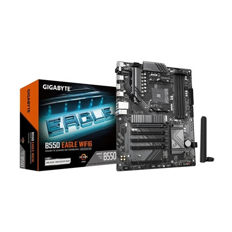 Gigabyte B550 EAGLE WIFI6 AMD AM4 Socket Motherboard  ATX  4x DDR4 Slots  2x M.2 Sockets  GbE LAN  Wi-Fi 6  1x HDMI Port