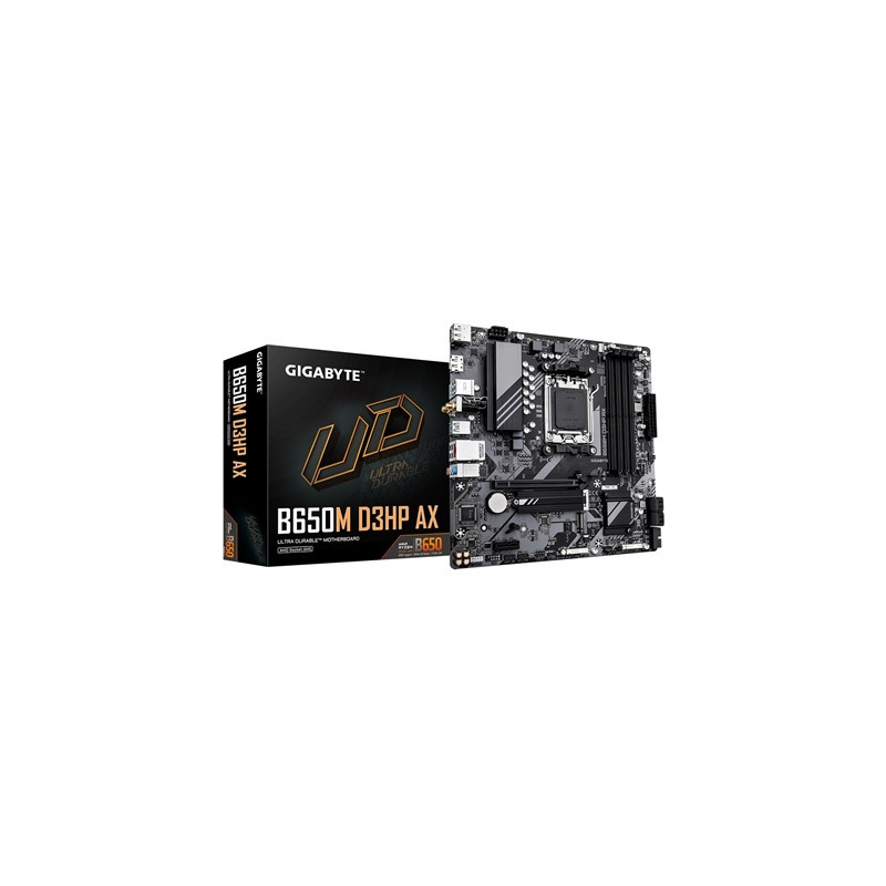 Gigabyte B650M D3HP AX Ultra Durable AMD AM5 Socket Motherboard  Micro-ATX  4x DDR5 Slots  2x M.2 Sockets  2.5GbE LAN  Wi-Fi 6E 