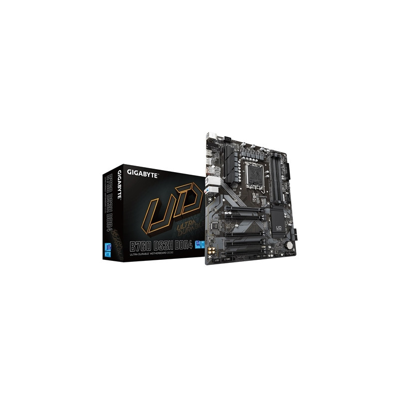 Gigabyte B760 DS3H DDR4 Ultra Durable Intel 1700 Socket Motherboard  ATX  4x DDR4 Slots  2x M.2 Sockets  GbE LAN  1x DisplayPort