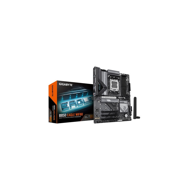 Gigabyte B850 EAGLE WIFI6E AMD AM5 Socket Motherboard  ATX  4x DDR5 Slots  3x M.2 Sockets  Fitted I/O Shield  GbE LAN  Wi-Fi 6E 