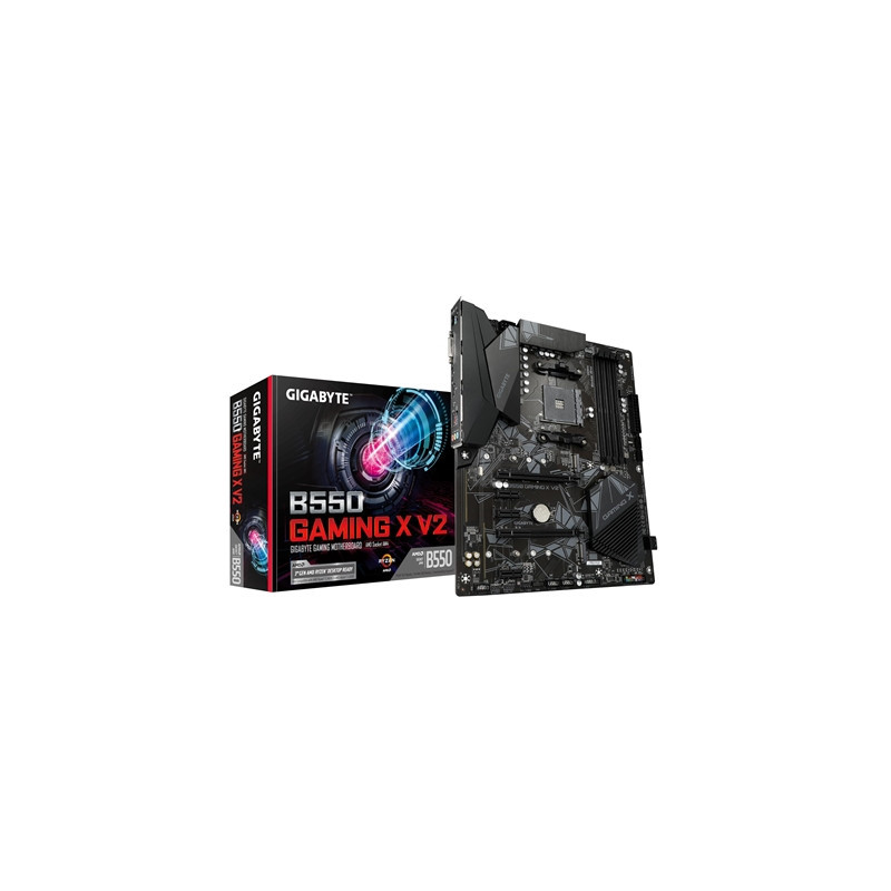 Gigabyte B550 GAMING X V2 AMD AM4 Socket Motherboard  ATX  4x DDR4 Slots  2x M.2 Sockets  Fitted I/O Shield  GbE LAN  1x DVI-D /