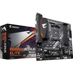 Gigabyte B550M AORUS ELITE Ultra Durable AMD AM4 Socket Motherboard  Micro-ATX  4x DDR4 Slots  2x M.2 Sockets  Fitted I/O Shield
