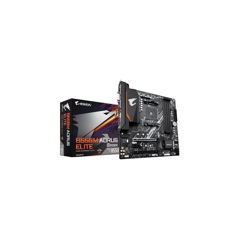 Gigabyte B550M AORUS ELITE Ultra Durable AMD AM4 Socket Motherboard  Micro-ATX  4x DDR4 Slots  2x M.2 Sockets  Fitted I/O Shield