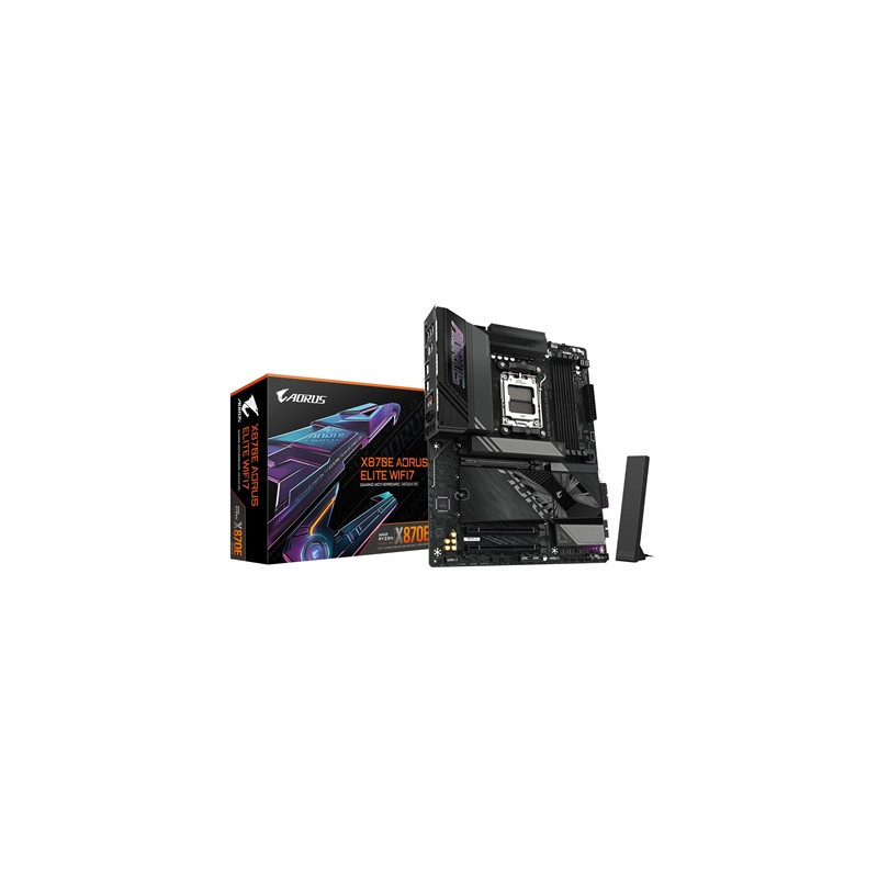 Gigabyte X870E AORUS ELITE WIFI7 AMD AM5 Socket Motherboard  ATX  4x DDR5 Slots  4x M.2 Sockets  Fitted I/O Shield  2.5GbE LAN  