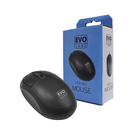 Evo Labs MO-001 Wired USB Mini Plug and Play Mouse  800 DPI Optical Tracking  3 Button with Scroll Wheel   Ambidextrous Design f