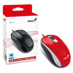 Genius DX-110 Wired USB Plug and Play Mouse  1000 DPI Optical Tracking  3 Button with Scroll Wheel  Ambidextrous Design with 1.5