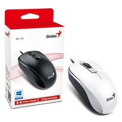 Genius DX-110 Wired USB Plug and Play Mouse  1000 DPI Optical Tracking  3 Button with Scroll Wheel  Ambidextrous Design with 1.5