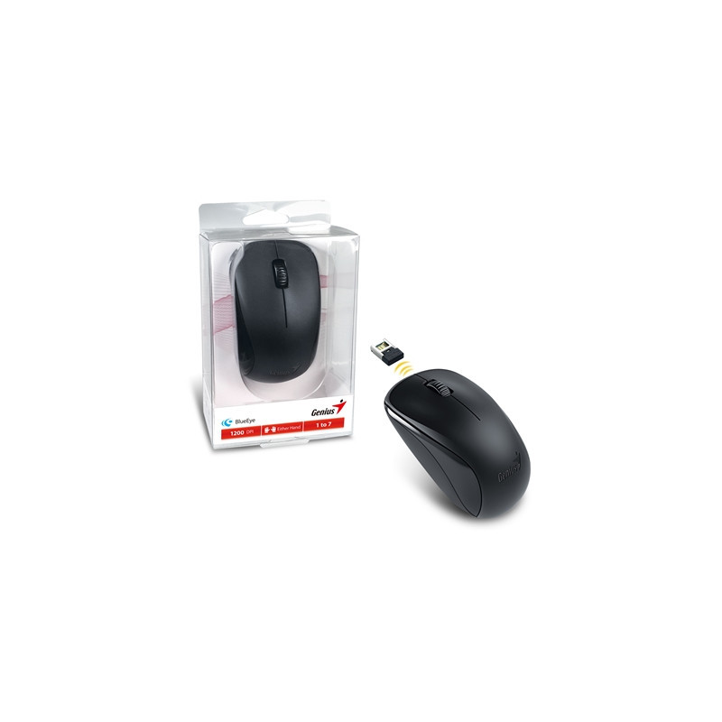 Genius NX-7000 Wireless Mouse  2.4 GHz with USB Pico Receiver  Adjustable DPI levels up to 1200 DPI  3 Button with Scroll Wheel 