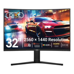 piXL X-Series GS32QIDPHA 32 Inch QHD IPS  Curved (1500R) Gaming Monitor with 180Hz Refresh Rate  2560 x 1440 Resolution  1ms Res