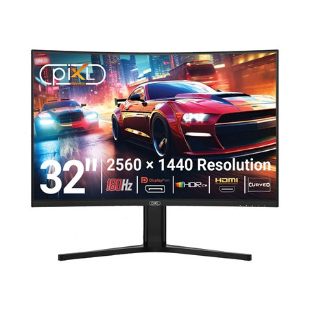 piXL X-Series GS32QIDPHA 32 Inch QHD IPS  Curved (1500R) Gaming Monitor with 180Hz Refresh Rate  2560 x 1440 Resolution  1ms Res
