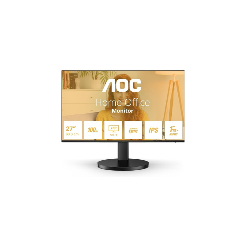 AOC 27B3HA2 27 Inch IPS Monitor   Widescreen  Full HD  VGA  HDMI  1ms  100Hz  Internal PSU  Speakers  VESA  Black