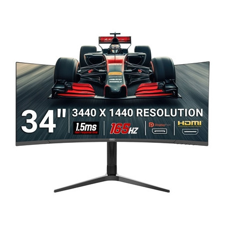 piXL CM34C7 34 Inch 165Hz UWQHD Quad HD Ultrawide Curved Gaming Monitor  with 1.5ms Response Time  3440 x 1440 Resolution  HDMI 