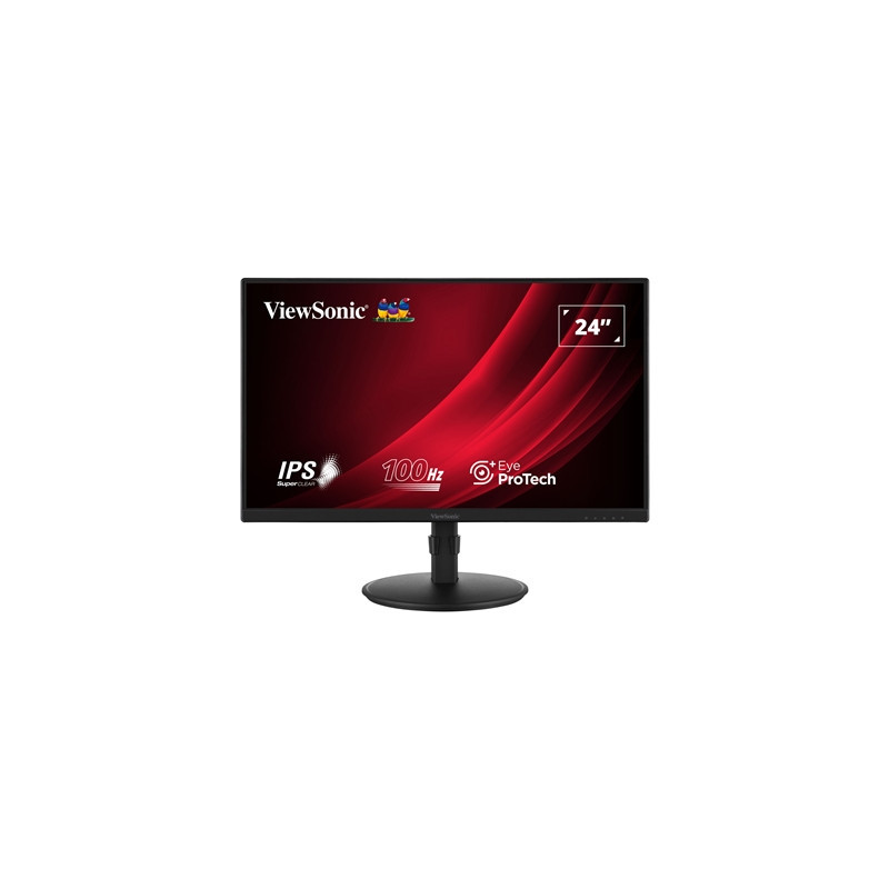 Viewsonic VA2408-HDJ 24 Inch IPS Monitor  Full HD  100Hz  5ms  VGA  HDMI  Display Port  Height Adjust  Pivot  Swivel  Int PSU  V