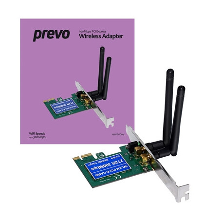 Prevo 300mbps N300 PCI Express Wireless Adapter with Additional Low Profile Bracket