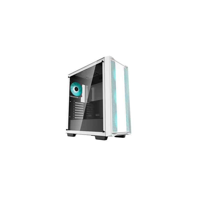 DeepCool CC560 WH Case  Gaming  White  Mid Tower  1 x USB 3.0 / 1 x USB 2.0  Tempered Glass Side Window Panel  DeepCool Blue LED