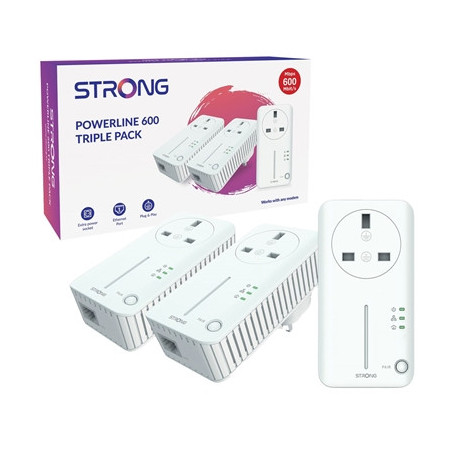 Strong POWERL600TRIUKV2 AV600 Passthrough Powerline Kit Triple Pack (3 Pack)