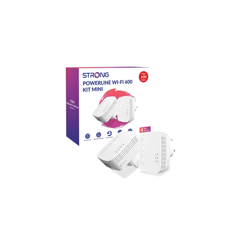 Strong POWERLWF600DUOMINIUK AV600 Mini WI-FI Powerline Kit (2 Pack)