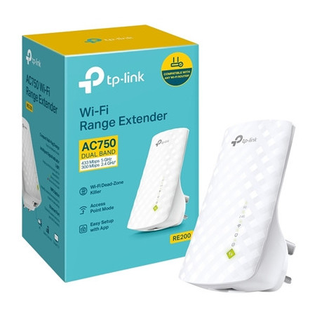 TP-Link RE200 AC750 Dual Band Wi-Fi Universal Wall-Plug Range Extender