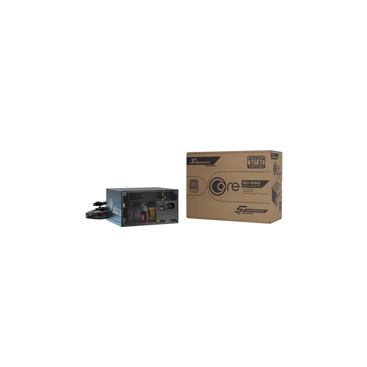 Seasonic CORE BC 650W 80 PLUS Bronze ATX 3.1 Fixed-Cable PSU with 120mm HDB Fan & 5 Year Warranty  Black