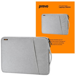 Prevo 14 Inch Laptop Sleeve  Side Pocket  Cushioned Lining  Light Grey