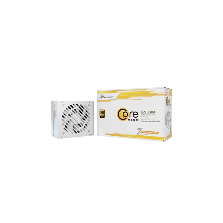 Seasonic CORE GX ATX 3.1  (SRP-CGX751-A5A32SF-W) 750W PSU  120mm Fan  80 PLUS Gold  Fully Modular  Individual White Cables with 
