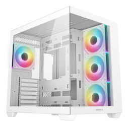 DeepCool CG530 4F Mid-Tower Case with Tempered Glass Panels  4 Pre-Installed ARGB Fans  and Optimal Airflow Support  White