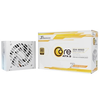 Seasonic CORE GX ATX 3.1  (SRP-CGX851-A5A32SF-W) 850W PSU  120mm Fan  80 PLUS Gold  Fully Modular  Individual White Cables with 