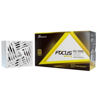 Seasonic FOCUS GX V4 1000W 80 PLUS Gold ATX 3.1 Modular PSU with 135mm FDB Fan  Braided White Cables & 10 Year Warranty  White