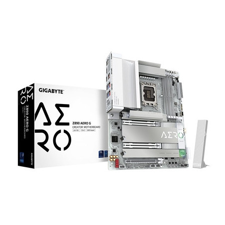 Gigabyte Z890 AERO G Intel 1851 Socket Motherboard  ATX  4x DDR5 Slots  5x M.2 Sockets  Fitted I/O Shield  2x 2.5GbE LAN  Wi-Fi 