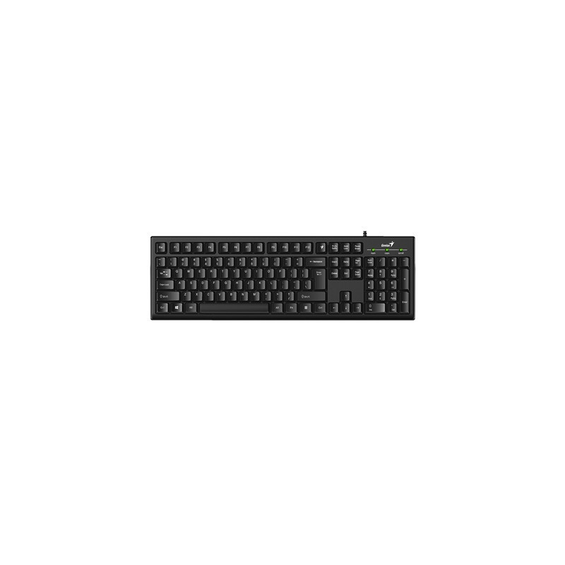 Genius KB-100 Wired Smart Keyboard  USB Plug and Play  Customizable Function Keys  Multimedia  Full Size UK Layout Design for Ho