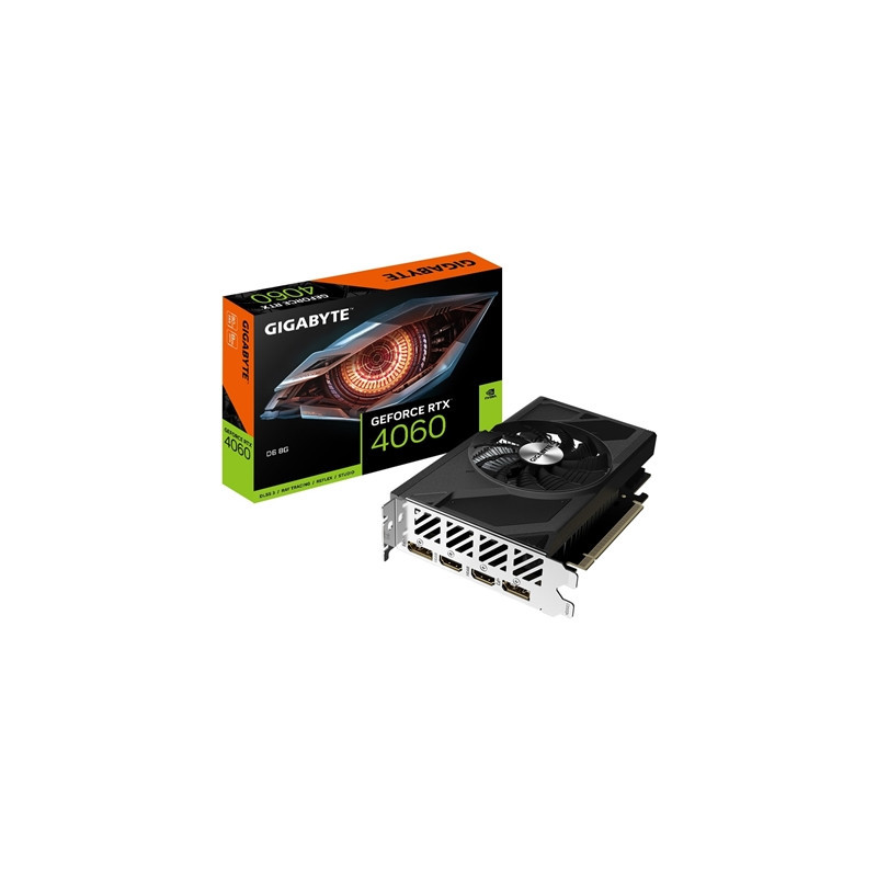 Gigabyte NVIDIA GeForce RTX 4060 D6 8G Graphics Card  8GB GDDR6  3072 CUDA Cores  2460 MHz Core Clock  Single Fan  2x DisplayPor