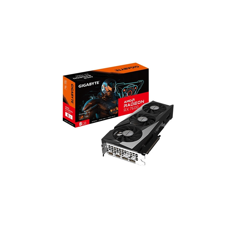 Gigabyte AMD Radeon RX 7600 GAMING OC Graphics Card  8GB GDDR6  2048 Streams  2755 MHz Boost Clock  Triple Fan  RGB  2x DisplayP