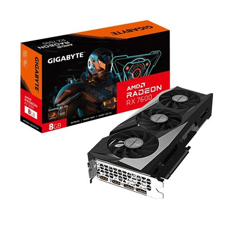 Gigabyte AMD Radeon RX 7600 GAMING OC Graphics Card  8GB GDDR6  2048 Streams  2755 MHz Boost Clock  Triple Fan  RGB  2x DisplayP