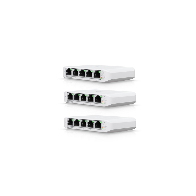 Ubiquiti USW-FLEX-MINI-3 UniFi USW Flex Mini 5 Port Smart Managed POE/USB C Powered Gigabit Network Switch (Triple Pack  No PSU)
