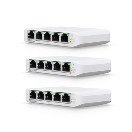 Ubiquiti USW-FLEX-MINI-3 UniFi USW Flex Mini 5 Port Smart Managed POE/USB C Powered Gigabit Network Switch (Triple Pack  No PSU)