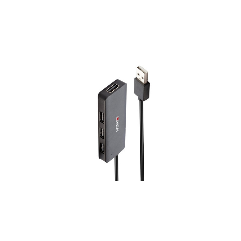 LINDY 42986 4 Port USB Hub  4 x USB 2.0 Type-A (F) Ports  Supports Data Transfer Rates of up to 480 Mbps  Plug and Play Installa