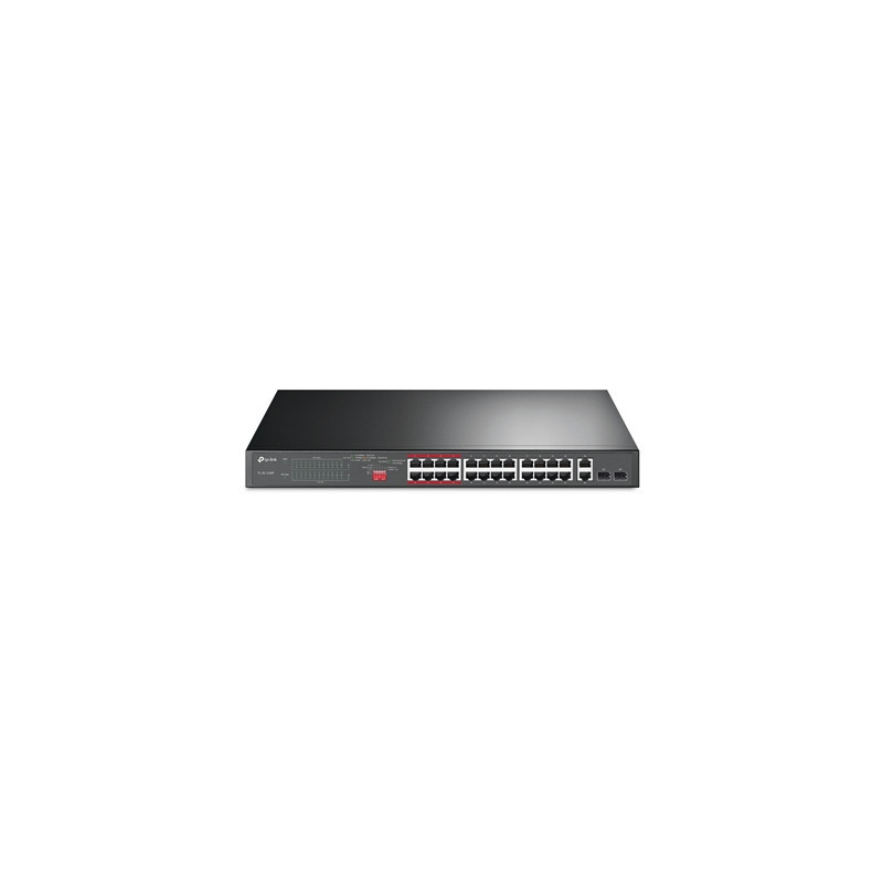 TP-Link TL-SL1226P 24-Port Metal 10/100Mbps + 2-Port Gigabit Unmanaged PoE+ Switch (250W)