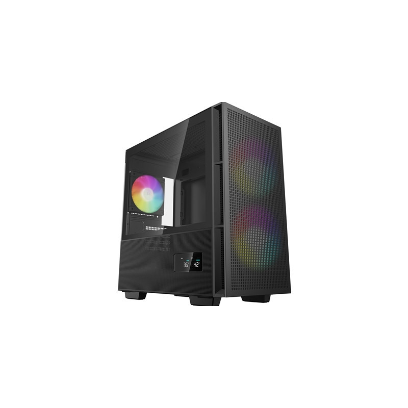 DeepCool CH360 Digital Gaming Case Black Mid Tower with Tempered Glass Side Window Panel  Advanced Cooling  USB 3.0/USB-C Ports 