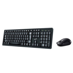 Genius KM-8200 Wireless Smart Keyboard and Mouse Combo Set  Customizable Function Keys  Multimedia  Full Size UK Layout and Opti