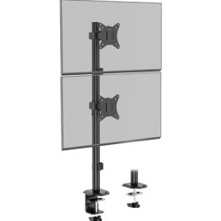 VonHaus Vertical Double Monitor Stand for 13-32“ Screens  Twin Monitor Mount with Clamp  Height Adjustable  Easy Assemble Stand 