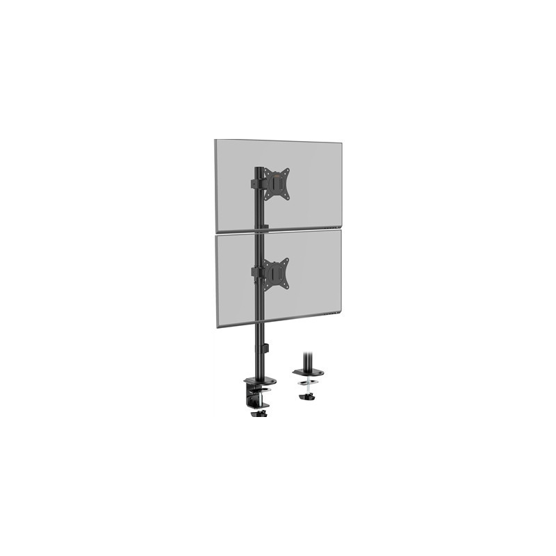 VonHaus Vertical Double Monitor Stand for 13-32“ Screens  Twin Monitor Mount with Clamp  Height Adjustable  Easy Assemble Stand 
