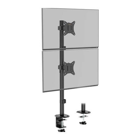 VonHaus Vertical Double Monitor Stand for 13-32“ Screens  Twin Monitor Mount with Clamp  Height Adjustable  Easy Assemble Stand 