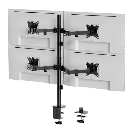 VonHaus Quad Monitor Stand for 13-32“ Screens  Four Screen Monitor Desk Mount  Height Adjustable  Easy Assemble Stand with Full 