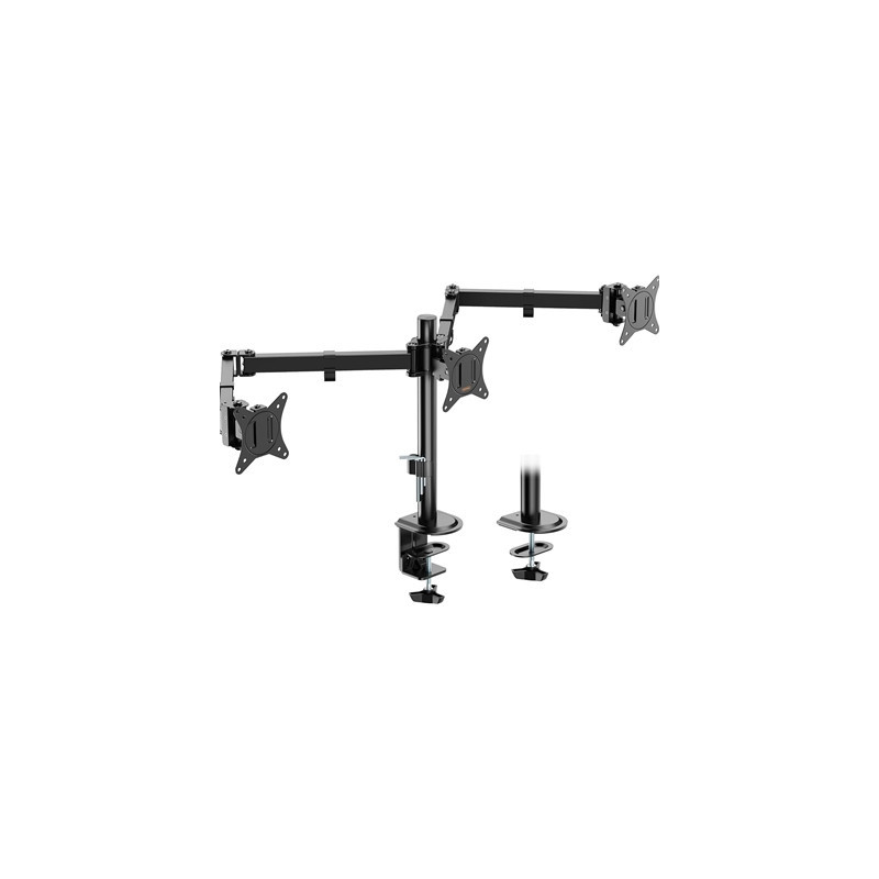 VonHaus Triple Monitor Stand for 17-27“ Screens  Three Screen Monitor Mount with Desk Clamp  Height Adjustable  Easy Assemble St