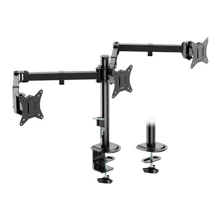 VonHaus Triple Monitor Stand for 17-27“ Screens  Three Screen Monitor Mount with Desk Clamp  Height Adjustable  Easy Assemble St