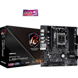 ASRock B650M PG Lightning AMD AM5 Socket Motherboard  Micro-ATX  4x DDR5 Slots  3x M.2 Sockets  1x USB-C Port  2.5GbE LAN  1x Di