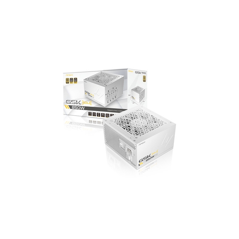 Antec GSK ATX3.1 850W Power Supply  White 80 PLUS Gold  Full Modular  PCIe 5.1  JP Capacitors  Silent FDB Fan  CircuitShield Pro