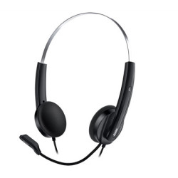 Genius HS-220U Ultra Lightweight Headset with Mic  USB Connection  Plug and Play  Adjustable Headband and microphone with In-lin