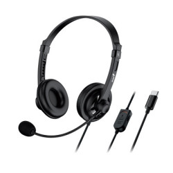 Genius HS-230U Headset with Mic  USB-C Connection  Plug and Play  Adjustable Headband and microphone with In-line Volume Control