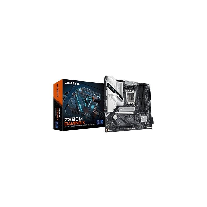 Gigabyte Z890M GAMING X Intel 1851 Socket Motherboard  Micro-ATX  4x DDR5 Slots  3x M.2 Sockets  1x USB-C Port  Fitted I/O Shiel
